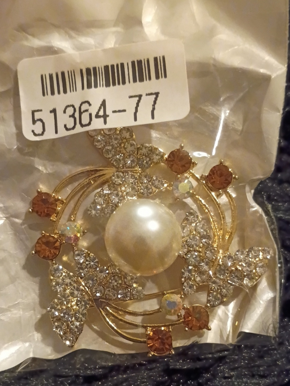 Gold-Tone Pearl & Crystal Floral Brooch - Women Jewelry